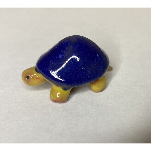 Miniature Tiny Blue Turtle Clay Figurine Dollhouse 1.5" Plant Decor - Picture 3 of 5